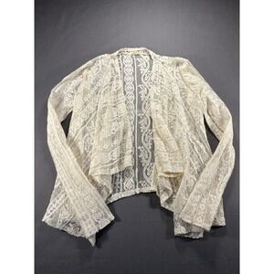Hollister Lace Open Cardigan Womens XS White Coquette Sheer